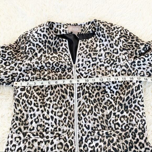 CHICO’S Leopard Quilted Neutral Animal Print Zip-up Blazer Jacket Small - Picture 6 of 11